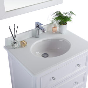 Laviva Luna 30" White Bathroom Vanity with Pure White Phoenix Stone Countertop