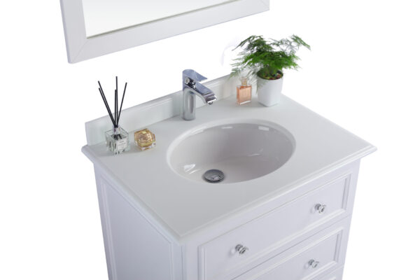 Laviva Luna 30" White Bathroom Vanity with Pure White Phoenix Stone Countertop