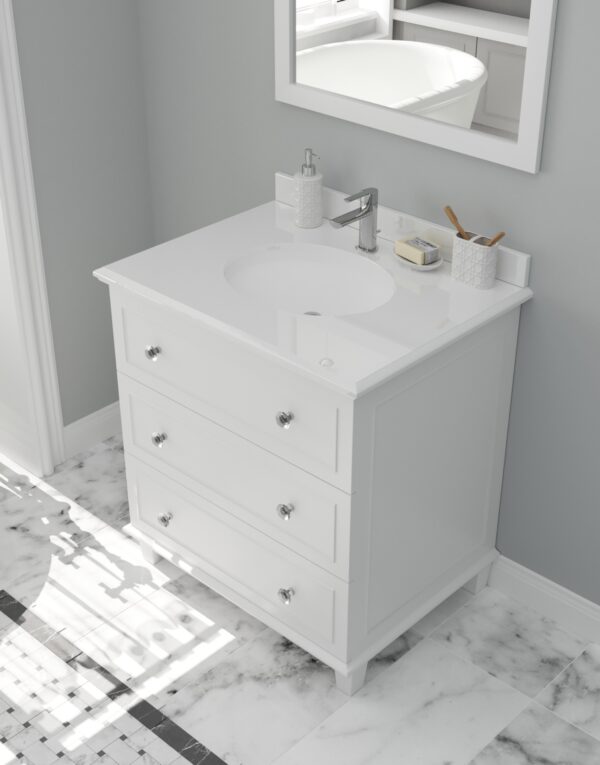 Laviva Luna 30" White Bathroom Vanity with Pure White Phoenix Stone Countertop