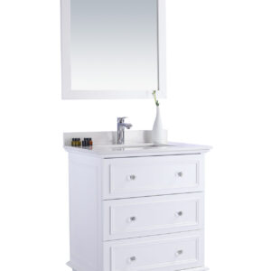 Laviva Luna 30" White Bathroom Vanity with White Quartz Countertop