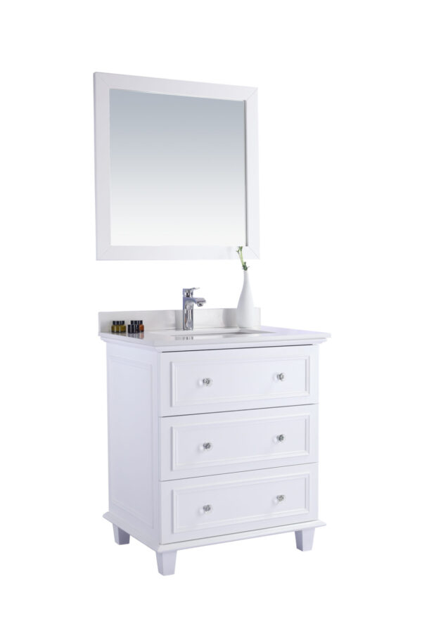 Laviva Luna 30" White Bathroom Vanity with White Quartz Countertop