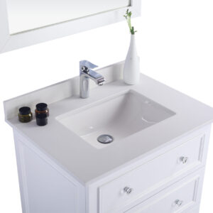 Laviva Luna 30" White Bathroom Vanity with White Quartz Countertop