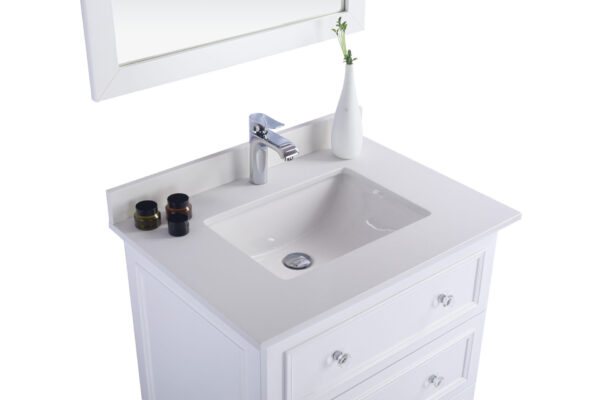 Laviva Luna 30" White Bathroom Vanity with White Quartz Countertop