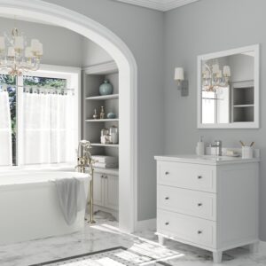 Laviva Luna 30" White Bathroom Vanity with White Quartz Countertop