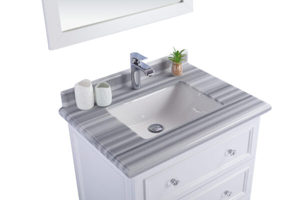 Laviva Luna 30" White Bathroom Vanity with White Stripes Marble Countertop