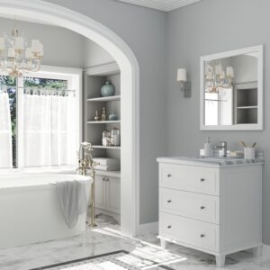 Laviva Luna 30" White Bathroom Vanity with White Stripes Marble Countertop