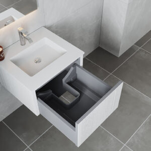 Laviva Legno 24" Alabaster White Bathroom Vanity with Matte White VIVA Stone Solid Surface Countertop