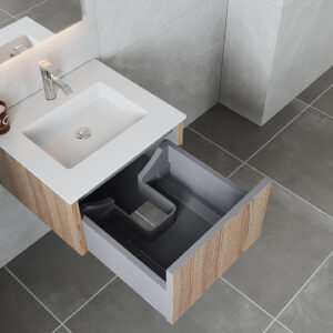 Laviva Legno 24" Weathered Grey Bathroom Vanity with Matte White VIVA Stone Solid Surface Countertop