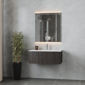 Laviva Legno 36" Carbon Oak Bathroom Vanity with Matte White VIVA Stone Solid Surface Countertop