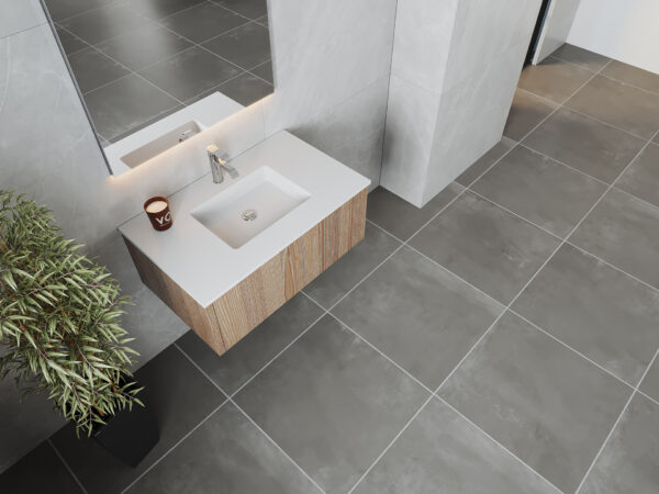 Laviva Legno 36" Weathered Grey Bathroom Vanity with Matte White VIVA Stone Solid Surface Countertop