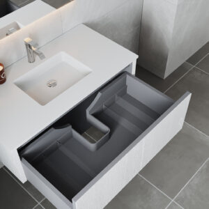 Laviva Legno 42" Alabaster White Bathroom Vanity with Matte White VIVA Stone Solid Surface Countertop