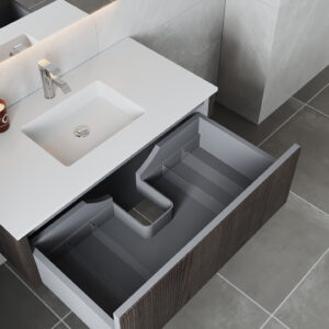 Laviva Legno 42" Carbon Oak Bathroom Vanity with Matte White VIVA Stone Solid Surface Countertop