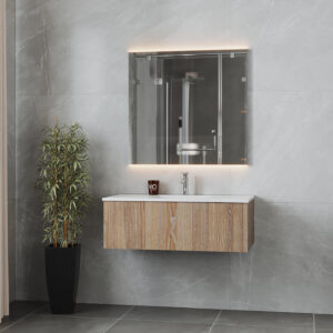 Laviva Legno 42" Weathered Grey Bathroom Vanity with Matte White VIVA Stone Solid Surface Countertop