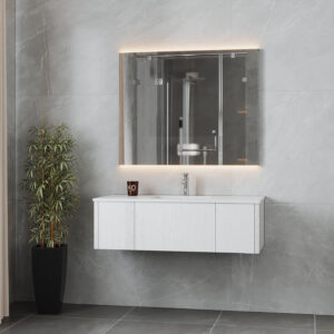 Laviva Legno 48" Alabaster White Bathroom Vanity with Matte White VIVA Stone Solid Surface Countertop