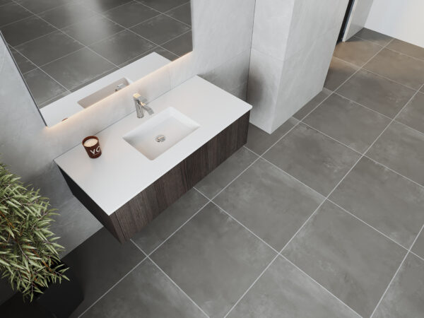 Laviva Legno 48" Carbon Oak Bathroom Vanity with Matte White VIVA Stone Solid Surface Countertop