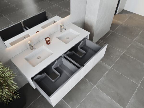 Laviva Legno 60" Alabaster White Double Sink Bathroom Vanity with Matte White VIVA Stone Solid Surface Countertop