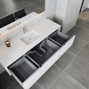 Laviva Legno 66" Alabaster White Bathroom Vanity with Matte White VIVA Stone Solid Surface Countertop