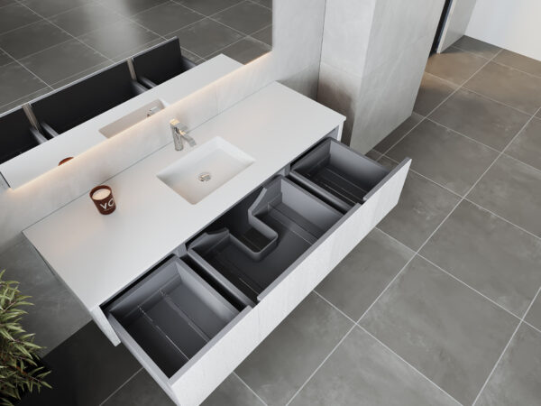 Laviva Legno 66" Alabaster White Bathroom Vanity with Matte White VIVA Stone Solid Surface Countertop