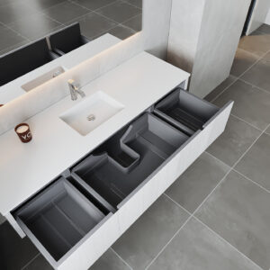 Laviva Legno 72" Alabaster White Single Sink Bathroom Vanity with Matte White VIVA Stone Solid Surface Countertop