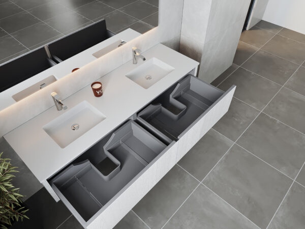 Laviva Legno 72" Alabaster White Double Sink Bathroom Vanity with Matte White VIVA Stone Solid Surface Countertop