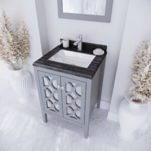 Laviva Mediterraneo 24" Grey Bathroom Vanity with Black Wood Marble Countertop