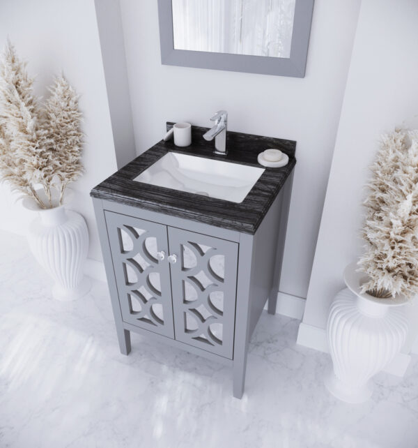 Laviva Mediterraneo 24" Grey Bathroom Vanity with Black Wood Marble Countertop