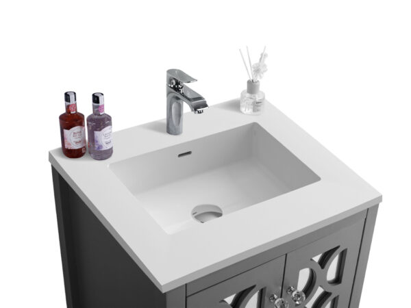 Laviva Mediterraneo 24" Grey Bathroom Vanity with Matte White VIVA Stone Solid Surface Countertop