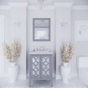 Laviva Mediterraneo 24" Grey Bathroom Vanity with White Carrara Marble Countertop