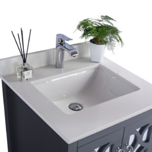 Laviva Mediterraneo 24" Grey Bathroom Vanity with White Quartz Countertop