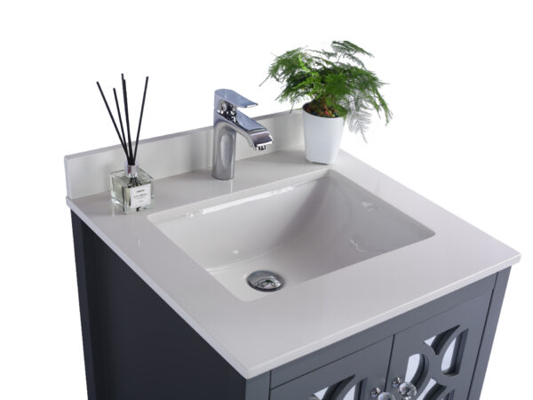 Laviva Mediterraneo 24" Grey Bathroom Vanity with White Quartz Countertop