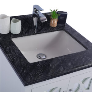 Laviva Mediterraneo 24" White Bathroom Vanity with Black Wood Marble Countertop