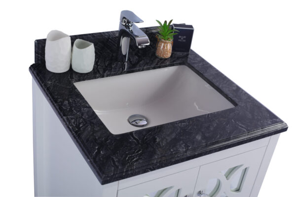 Laviva Mediterraneo 24" White Bathroom Vanity with Black Wood Marble Countertop