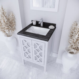 Laviva Mediterraneo 24" White Bathroom Vanity with Black Wood Marble Countertop