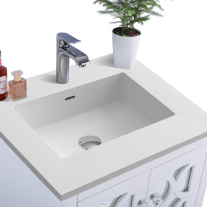 Laviva Mediterraneo 24" White Bathroom Vanity with Matte White VIVA Stone Solid Surface Countertop