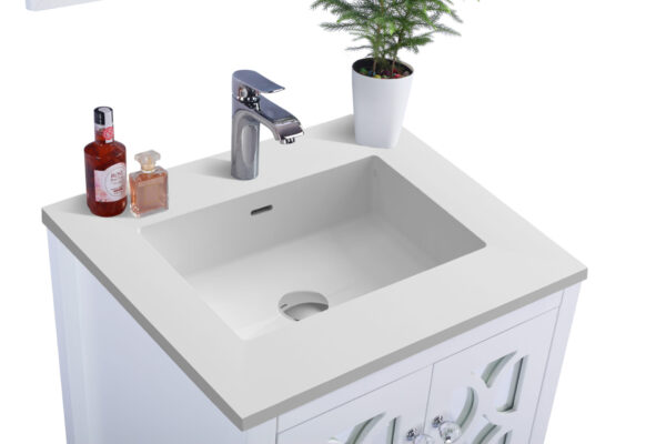 Laviva Mediterraneo 24" White Bathroom Vanity with Matte White VIVA Stone Solid Surface Countertop