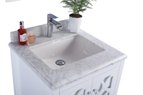 Laviva Mediterraneo 24" White Bathroom Vanity with White Carrara Marble Countertop