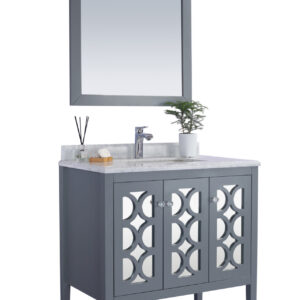 Laviva Mediterraneo 36" Grey Bathroom Vanity with White Carrara Marble Countertop