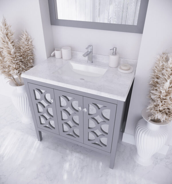 Laviva Mediterraneo 36" Grey Bathroom Vanity with White Carrara Marble Countertop