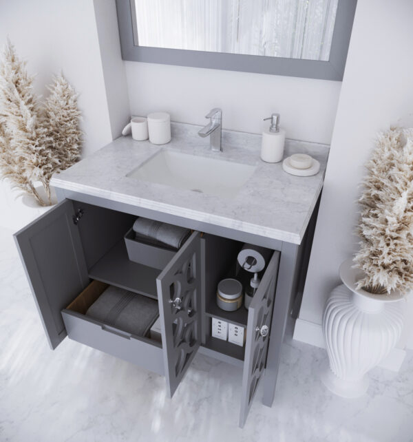 Laviva Mediterraneo 36" Grey Bathroom Vanity with White Carrara Marble Countertop