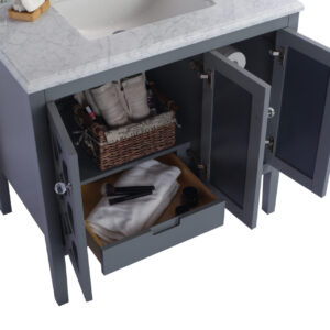 Laviva Mediterraneo 36" Grey Bathroom Vanity with White Quartz Countertop