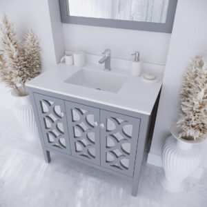 Laviva Mediterraneo 36" Grey Bathroom Vanity with White Quartz Countertop