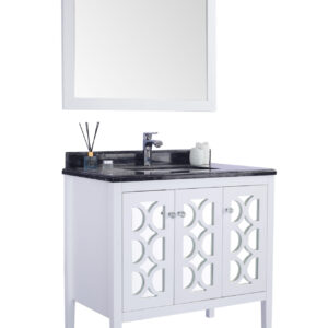 Laviva Mediterraneo 36" White Bathroom Vanity with Black Wood Marble Countertop