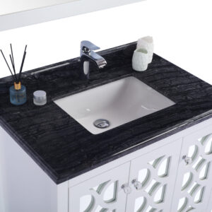 Laviva Mediterraneo 36" White Bathroom Vanity with Black Wood Marble Countertop