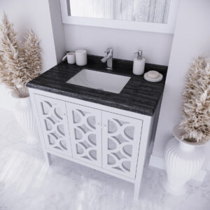 Laviva Mediterraneo 36" White Bathroom Vanity with Black Wood Marble Countertop