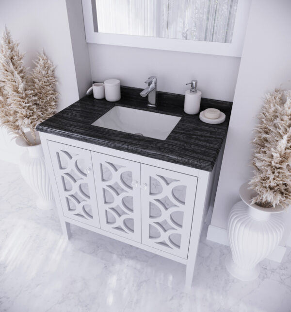 Laviva Mediterraneo 36" White Bathroom Vanity with Black Wood Marble Countertop