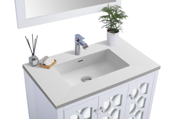 Laviva Mediterraneo 36" White Bathroom Vanity with Matte White VIVA Stone Solid Surface Countertop