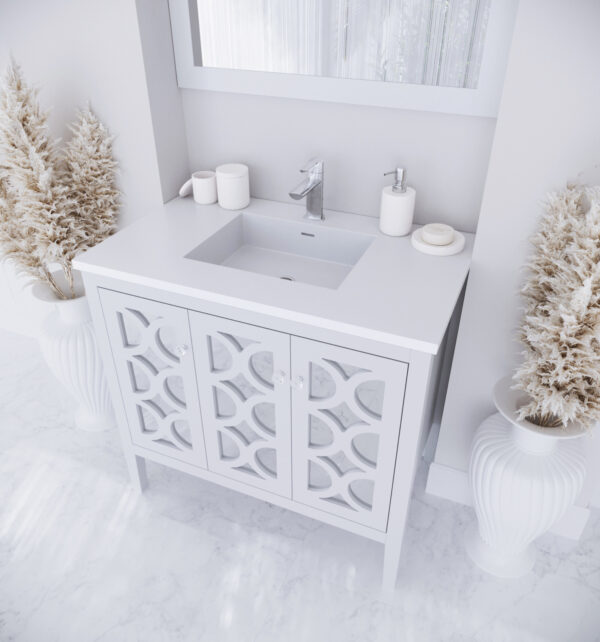 Laviva Mediterraneo 36" White Bathroom Vanity with Matte White VIVA Stone Solid Surface Countertop