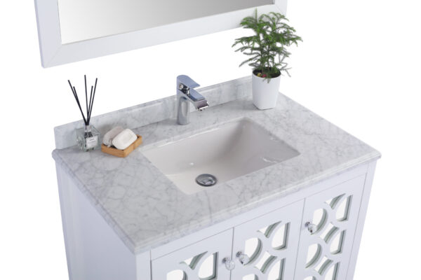 Laviva Mediterraneo 36" White Bathroom Vanity with White Carrara Marble Countertop