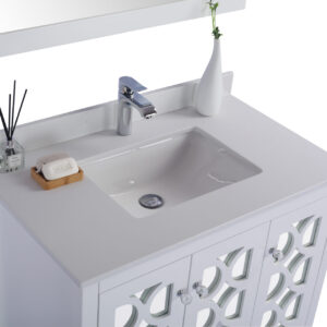 Laviva Mediterraneo 36" White Bathroom Vanity with White Quartz Countertop