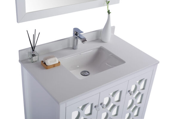 Laviva Mediterraneo 36" White Bathroom Vanity with White Quartz Countertop